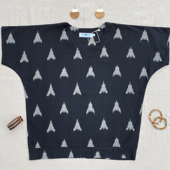 Fair Trade Genuine Ikat 100% Cotton Women's Shirt NWT 2XL / XXL Passion Lilie - Picture 6 of 11